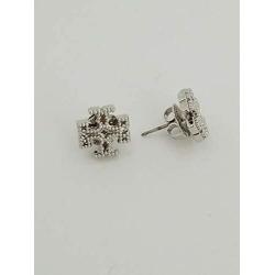 Tory Burch Womens Milgrain Logo Pearl Bracelet and Earring Set in Silver