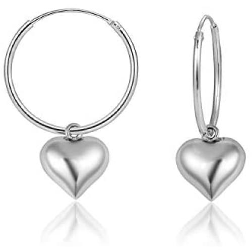 YeGieonr Heart Dangly Earrings For Women Fashion Sterling Silver Hoop Earrings with Bubble Heart Charms,24k Gold Plated Shiny and Adorable Gold Earrings for Women/Girls