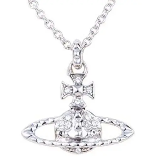Vivienne Westwood Silver bas-relief Saturn necklace with exclusive box and paper bag Vivienne Westwood Silver bas-relief Saturn necklace with exclusive box and paper bag