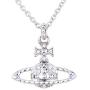 Vivienne Westwood Silver bas-relief Saturn necklace with exclusive box and paper bag
