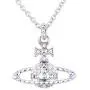 Vivienne Westwood Silver bas-relief Saturn necklace with exclusive box and paper bag Vivienne Westwood Silver bas-relief Saturn necklace with exclusive box and paper bag