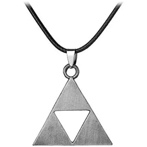 Antique Gold Plated Metal Leather Chain Zelda Pendant Necklace Antique Gold Plated Metal Leather Chain Zelda Pendant Necklace