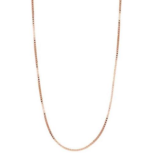 18K Solid Gold 0.5mm Diamond- Cut Italian Box Chain Necklace- Made in Italy- Yellow White or Rose