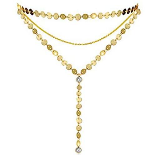 cyntan Layered Coin Choker Necklace for Women Gold Tone
