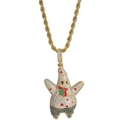 KMASAL Jewelry Hip Hop Iced Out Bling Cartoon Pendent 18K Gold Plated Chain Necklace for Men Women