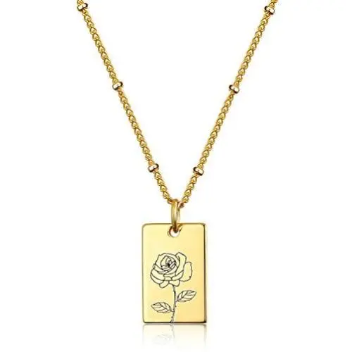KissYan Birth Month Flower Necklace Personalized, 18K Gold Plated Dainty Custom Name Coin Pendant Necklace Birthday Jewelry Gift for Mom Her Women KissYan Birth Month Flower Necklace Personalized, 18K Gold Plated Dainty Custom Name Coin Pendant Necklace Birthday Jewelry Gift for Mom Her Women