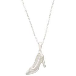 Disney Princess Cinderella Sterling Silver Slipper Pendant Necklace, 18 Inch Chain