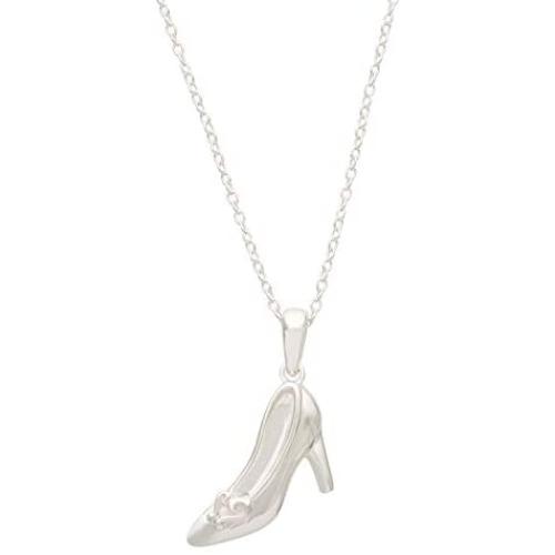 Disney Princess Cinderella Sterling Silver Slipper Pendant Necklace, 18 Inch Chain