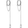 CZ Small Hoop Cuff Earrings With Long Chain Dangle S925 Sterling Silver for Women Girls Cartilage Sensitive Ears Fashion Elegant Cubic Zirconia Threader Tassel Dangling Hypoallergenic Gifts CZ Small Hoop Cuff Earrings With Long Chain Dangle S925 Sterling Silver for Women Girls Cartilage Sensitive Ears Fashion Elegant Cubic Zirconia Threader Tassel Dangling Hypoallergenic Gifts