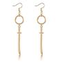 Aimimier Vintage Gothic Sword Drop Earrings Han Dynasty Dagger Dangle Earrings Huggie Jewelry for Women and Girls (Gold)