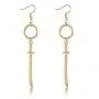 Aimimier Vintage Gothic Sword Drop Earrings Han Dynasty Dagger Dangle Earrings Huggie Jewelry for Women and Girls (Gold)