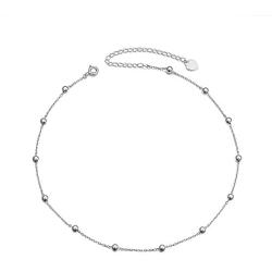 Sterling Silver Jewelry Choker Necklace Pendant Disc Chain Statement Necklace For Women Girls 13+3 inches