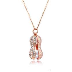 Personality Pearl Rhinestone Peanut Pendant Necklace For Women Girls Valentines Day Gifts