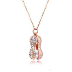 Personality Pearl Rhinestone Peanut Pendant Necklace For Women Girls Valentines Day Gifts