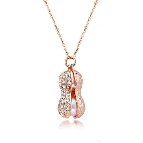 Personality Pearl Rhinestone Peanut Pendant Necklace For Women Girls Valentines Day Gifts Personality Pearl Rhinestone Peanut Pendant Necklace For Women Girls Valentines Day Gifts