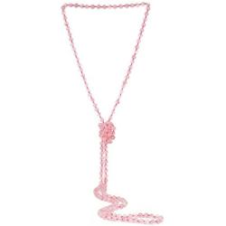 6mm Pink Crystal Beads Long Necklace Rose Quartz Stone Strand Handmade Necklaces 47