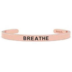 MADIBELLA Rose Gold Breathe Bracelet for Women - Adjustable Cuff Stainless Steel Bracelet - Meditate, Inspire, and Motivational Bangle - Fits Kids, Teenage Girls, and Adults