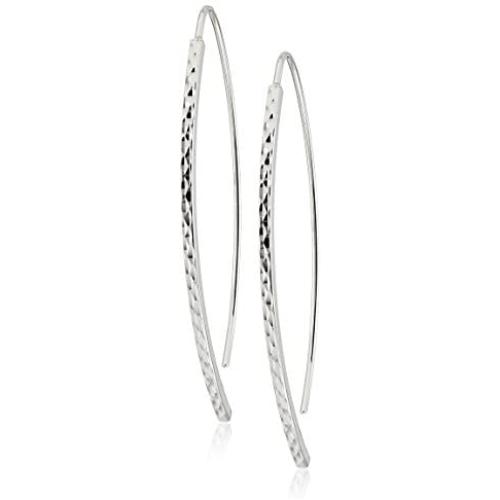 Amazon Collection Womens Diamond Cut Arched Stick Threader Earrings