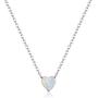 EVER FAITH Hypoallergenic 925 Sterling Silver Dainty 11mm White Opal Love Heart Choker Necklace for Women