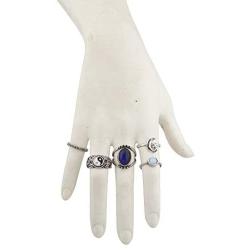 LUX ACCESSORIES Ying Yang Mood Ring Set (5pc)