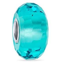 Translucent Solid Color Murano Faceted Glass Charm Bead For Women For Teen 925 Sterling Silver Core More Colors
