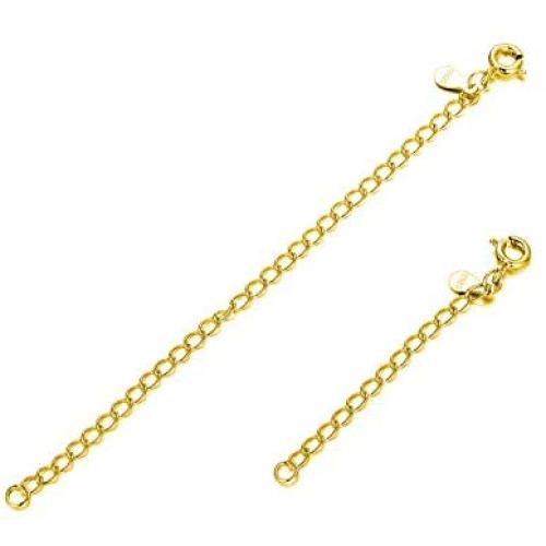 2 Pieces 925 Sterling Silver 2.5mm Necklace Extender Chain Bracelet Anklet Extension Set Adjustable Length, 2''+4''