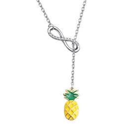 BAUNA Pineapple Necklace Infinity Lariat Y Pendant Necklace Fruit Jewelry for Friend Sister Mom Wife Daughter