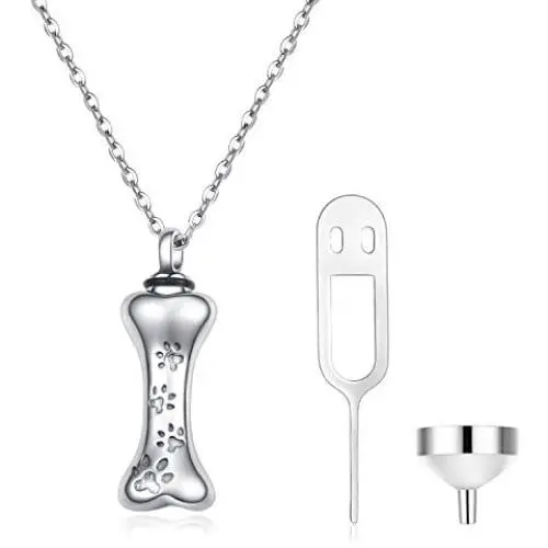 Dog Urn Necklaces For Ashes Sterling Silver Cremation Jewelry Necklace for Ashes Keepsake Memorial Cremation Necklace for Women Men
