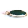 Oval Shaped Green Agate Polished Pendant with Detailed Argentium Plated Silver Framing | Jewelry from Nepal