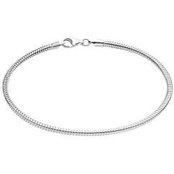 Savlano 925 Sterling Silver Solid Italian Round Diamond Cut Flexible Snake Chain Bracelet With Gift Box For Women, Girls & Men - Made in Italy