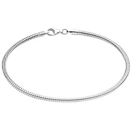 Savlano 925 Sterling Silver Solid Italian Round Diamond Cut Flexible Snake Chain Bracelet With Gift Box For Women, Girls & Men - Made in Italy