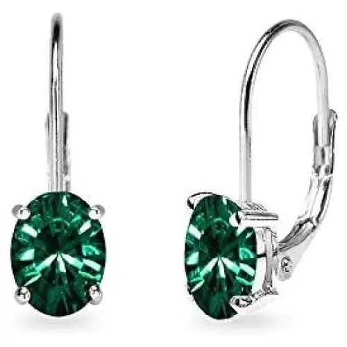 Sterling Silver 6x4mm Oval-Cut Solitaire Tiny Huggie Leverback Earrings Made with Swarovski Crystals Sterling Silver 6x4mm Oval-Cut Solitaire Tiny Huggie Leverback Earrings Made with Swarovski Crystals