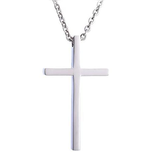MiniJewelry Silver Cross Necklace Rose Gold Cross Necklace Gold Cross Necklace for Women Stainless Steel Cross Necklace, 18 Inch