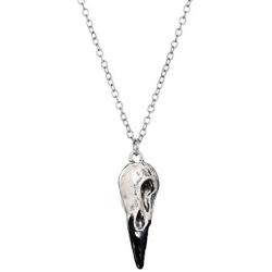 Crow Raven Bird Pendant Necklace Vintage Raven Animal Skull Head Statement Necklace for Women Girls Viking Guardian Gift Jewelry