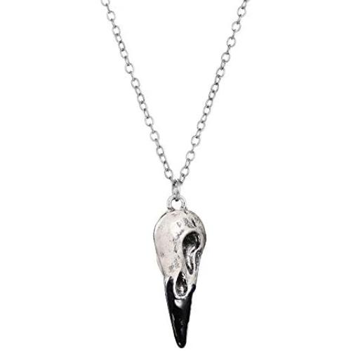 Crow Raven Bird Pendant Necklace Vintage Raven Animal Skull Head Statement Necklace for Women Girls Viking Guardian Gift Jewelry