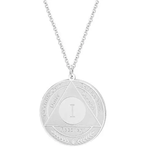 AA Yearly Medallion Necklace Sober Recovery Necklace with Serenity Prayer AA Yearly Medallion Necklace Sober Recovery Necklace with Serenity Prayer