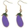 AKTAP Vegetarian Jewelry Vegan Earrings Eggplant Hook Dangle Earrings Gift for Vegan Veganism Gift