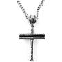 Baseball Bat and Ball Cross Necklace Antique Silver On Stainless Steel Chain Made in USA