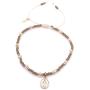 LESLIE BOULES Gold Plated Miraculous Tiny Medal Bracelet Miyuki Olive Green Seed Beads Handmade Jewelry