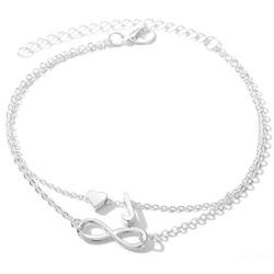 Double Chain Tiny Initial Letter Endless Love Infinity Symbol Pendant Wrist Bracelet Fashion Barefoot Anklet Holilday Beach Jewelry A to Z for Chose