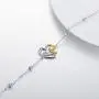 LONAGO 925 Sterling Silver Lucky Double Elephant Bracelet I Love You Forever Heart Link Chain Animal Jewelry Gift for Women Girlfriend