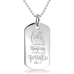 Faith it does not make things easy Luke 1:37 pendant necklace Custom Engraved Charm Keychain Jewelry or Bags