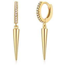 BENEIGE Cute Geometric Awl Shaped Evil Eye Snake Ball Cross CZ Huggie Earring 14K Gold Plated Hoop Earrings for Women