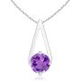 Flat Prong-Set Solitaire Amethyst Triangular Pendant Necklace in Silver (6mm Amethyst)