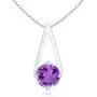 Flat Prong-Set Solitaire Amethyst Triangular Pendant Necklace in Silver (6mm Amethyst) Flat Prong-Set Solitaire Amethyst Triangular Pendant Necklace in Silver (6mm Amethyst)