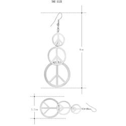 IDB Delicate Filigree Dangle Long Anti war/Peace Sign Hook Earrings - Available in Silver and Gold Tones