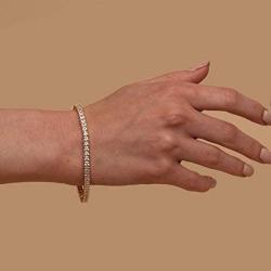 PAVOI 14K Gold Plated Princes Cut Cubic Zirconia Classic Tennis Bracelet | Gold Bracelets for Women | 3mm CZ, Size 6.5-7.5 Inch