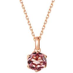 Agvana 14K Solid Rose Gold 0.6 Carat Genuine Natural Pink Tourmaline Solitaire Dainty Pendant Necklace October Birthstone Fine Jewelry Birthday Gifts for Women Girls Wife Mom Grandma Her, 16+2 Inch