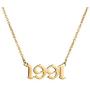 JIAHATE Year Necklace for Womens Girl,Initial Birth Year Number Necklace Men Boy Birthstone Birthday Charm Friendship Old English Font Stainless Steel Pendant Necklace Chain Jewelry