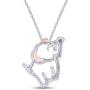 1/20 CTTW Round Cut Natural Diamond Accent Two Tone Elephant Pendant Necklace In 14K Gold Over Sterling Silver